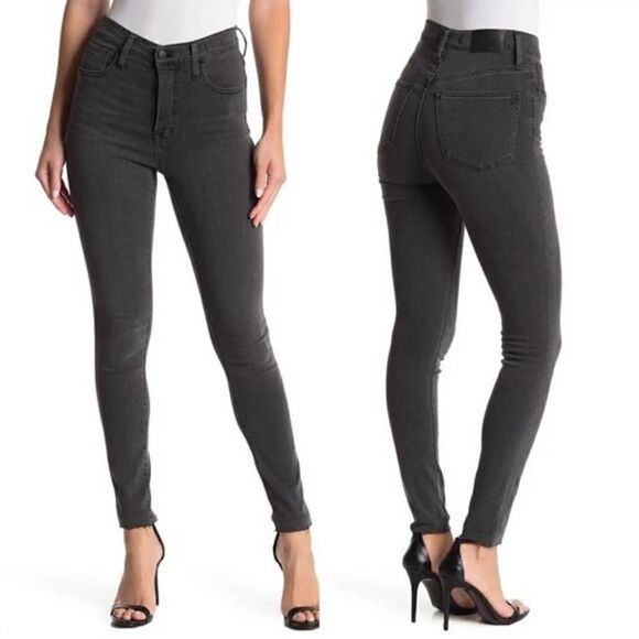 Madewell 10" High-Rise Skinny Jeans Kerns Wash Grey Raw Hem Jeans Size 24 - Picture 1 of 6